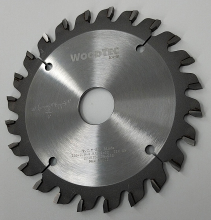 Подрезная составная пила WoodTec для форматно-раскроечных станков Ø125 х 20 x 2,8-3,6 Z = 12 + 12