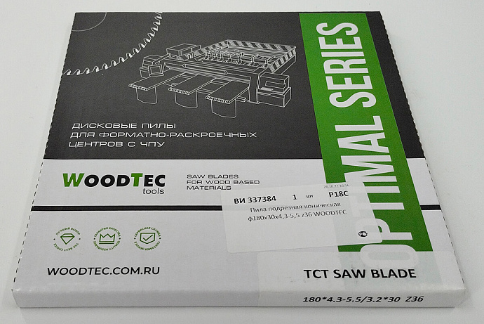 Пила подрезная Ø180 х 30 х 4,3-5,5 Z = 36 WoodTec