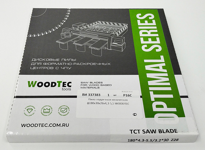 Пила подрезная Ø180 х 30 х 4,3-5,5 Z = 28 WoodTec