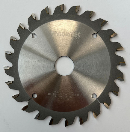 Подрезная коническая пила WoodTec для форматно-раскроечных станков Ø125x20x3,1-4,3 Z=24 KON