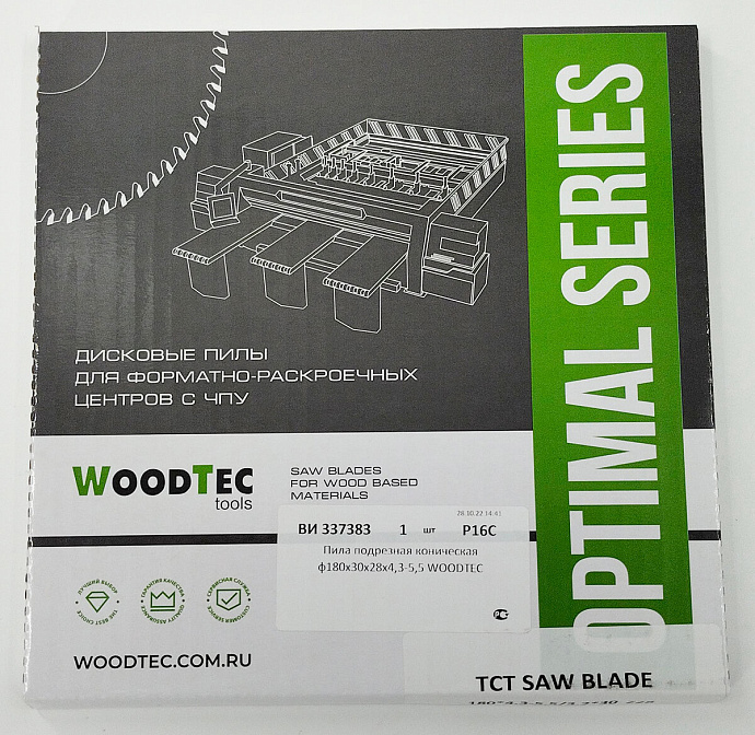 Пила подрезная Ø180 х 30 х 4,3-5,5 Z = 28 WoodTec