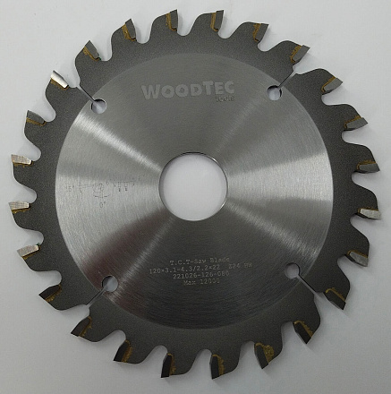 Подрезная коническая пила WoodTec для форматно-раскроечных станков Ø120 х 22 х 3,1-4,3 Z = 24 KON
