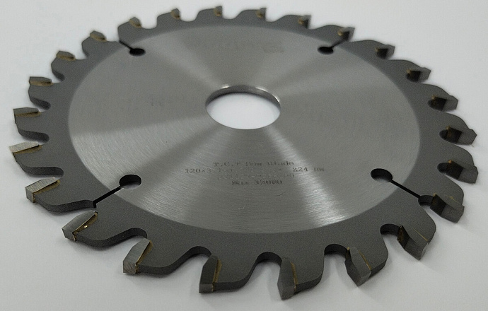 Подрезная коническая пила WoodTec для форматно-раскроечных станков  Ø120х22х2,8-4,0 Z=24 KON