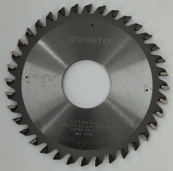Пила подрезная Ø150 х 45 х 4,3-5,5 Z = 36 WoodTec