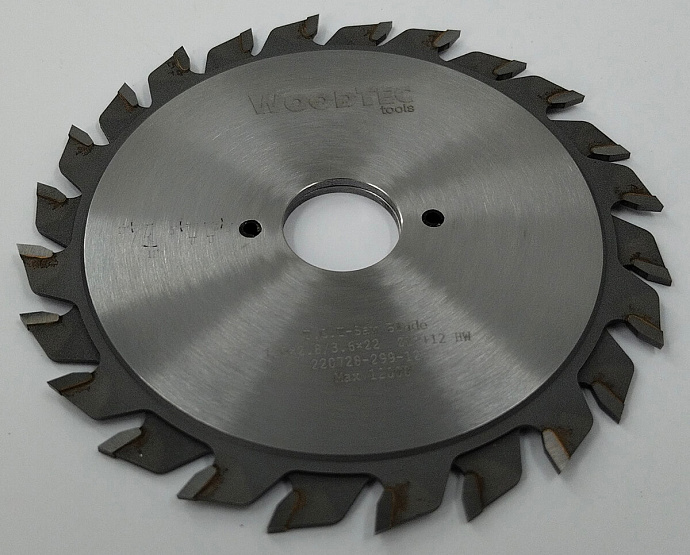 Подрезная составная пила WoodTec для форматно-раскроечных станков Ø120 х 22 х 2,8-3,6 Z = 12 + 12