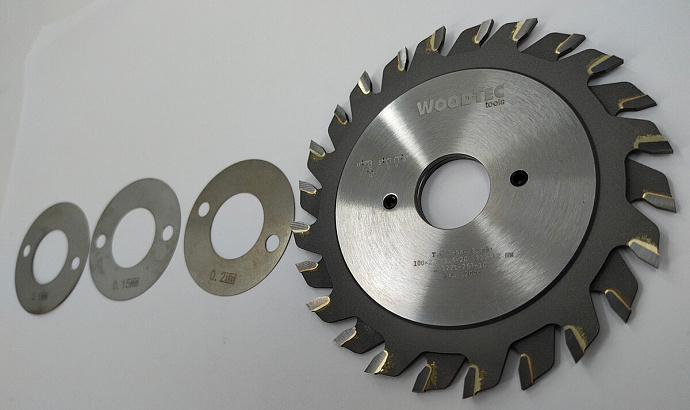 Подрезная составная пила WoodTec для форматно-раскроечных станков Ø100 х 20 х 2,8-3,6 Z = 12 + 12